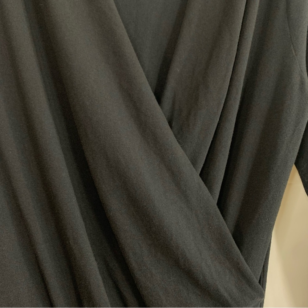 Sundry Black Ruched V Neck Long Sleeve Dress, size 3 - Picture 4 of 12